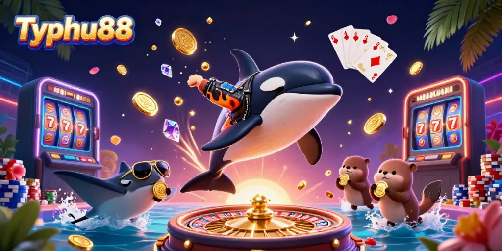 Join the fun at Typhu88 with vibrant characters and dazzling casino elements!