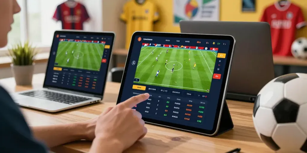 Experience WWBOLA's high odds betting on various soccer matches displayed on a laptop.