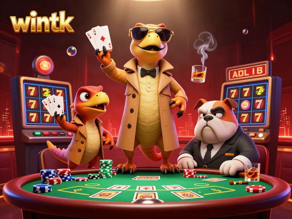 Experience the excitement at Wintk with raptors in disguise at a thrilling casino scene.