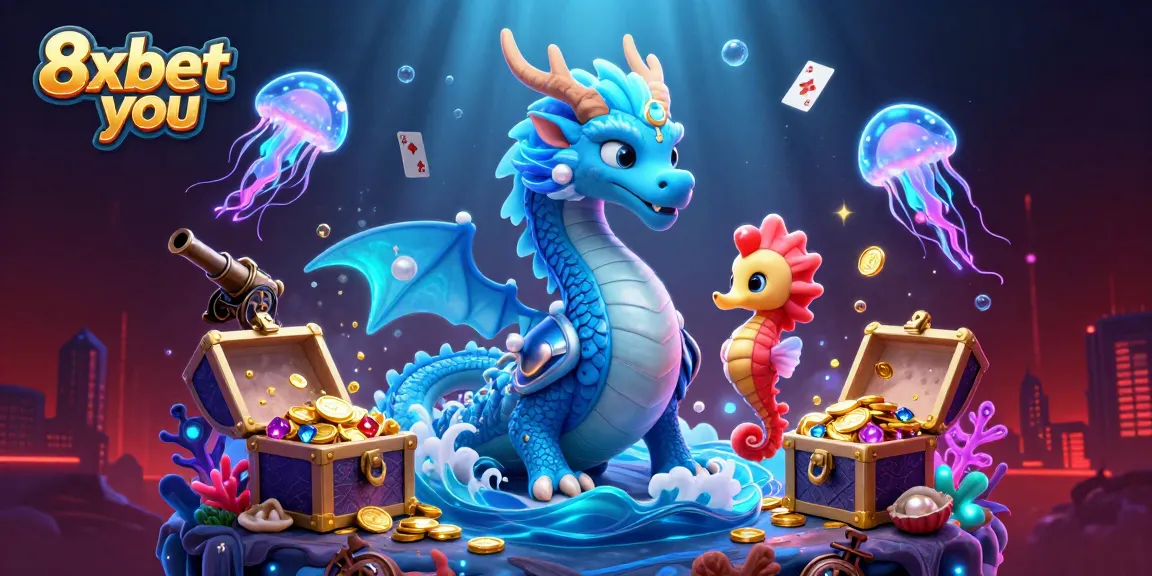 Experience exciting gambling action with 8xbet you in this vibrant underwater casino scene.
