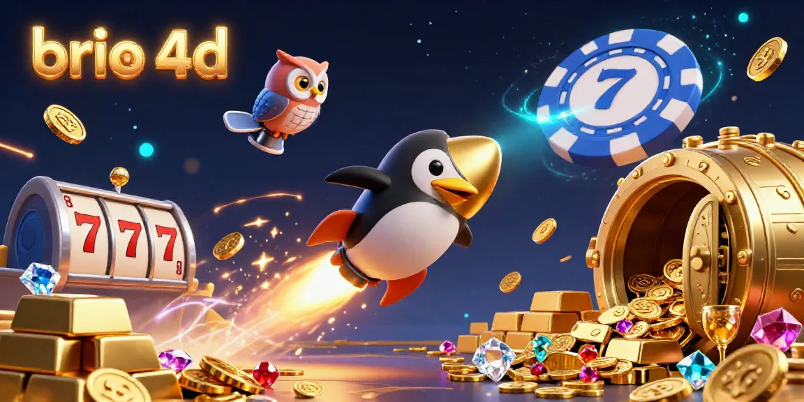 Experience the thrill of brio 4d with a golden penguin and vibrant casino elements.