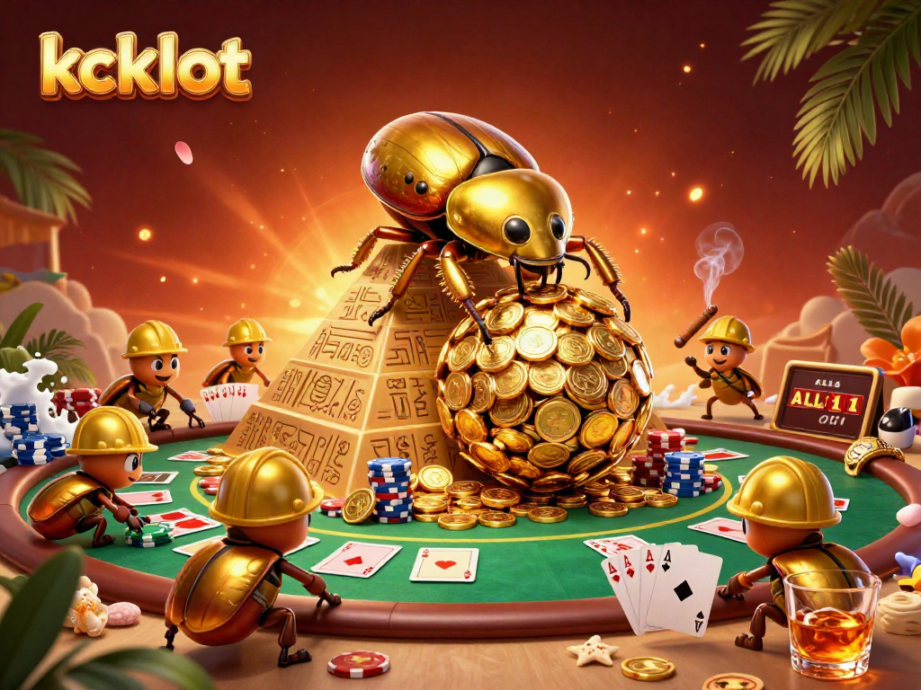 Menangkan permainan dengan kckslot, ilustrasi kasino 3D yang memikat dengan simbol dan nuansa megah.