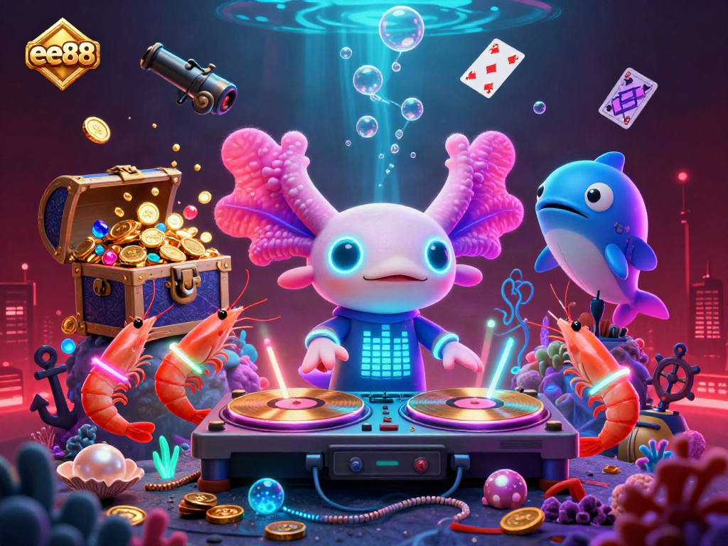 Experience lively underwater fun with ee88's colorful characters, expert DJ, and exciting casino games!