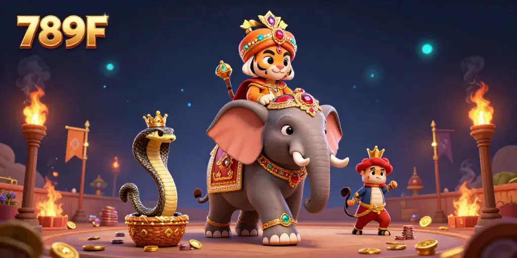 Engage in thrilling bets with 789F as the vibrant maharaja and elephant create a winning atmosphere.