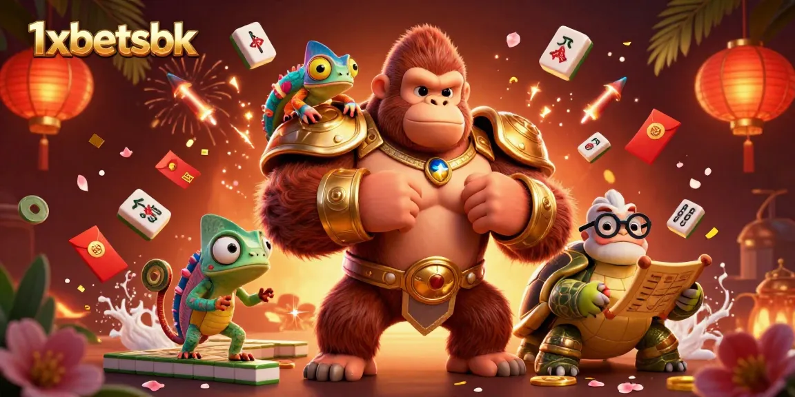 Experience fast action with 1xbetsbk, featuring colorful characters in an energetic gambling scene.