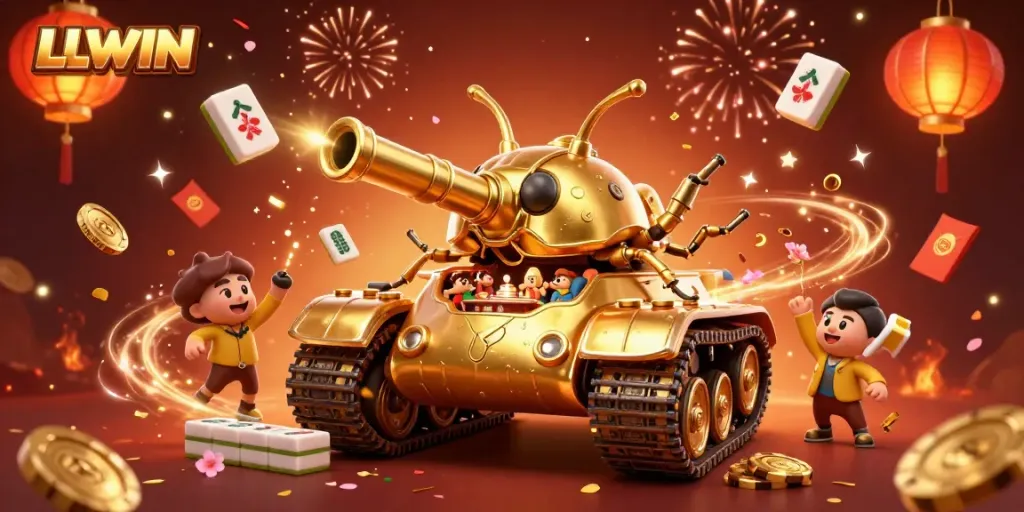 Celebrate big wins at LLWIN with this vibrant casino-themed illustration bursting with excitement.