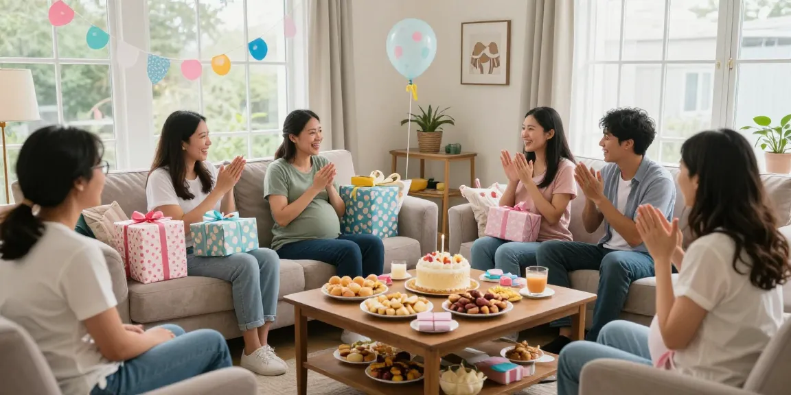 Warm family baby shower celebration exploring why not find out more about the baby's gender.
