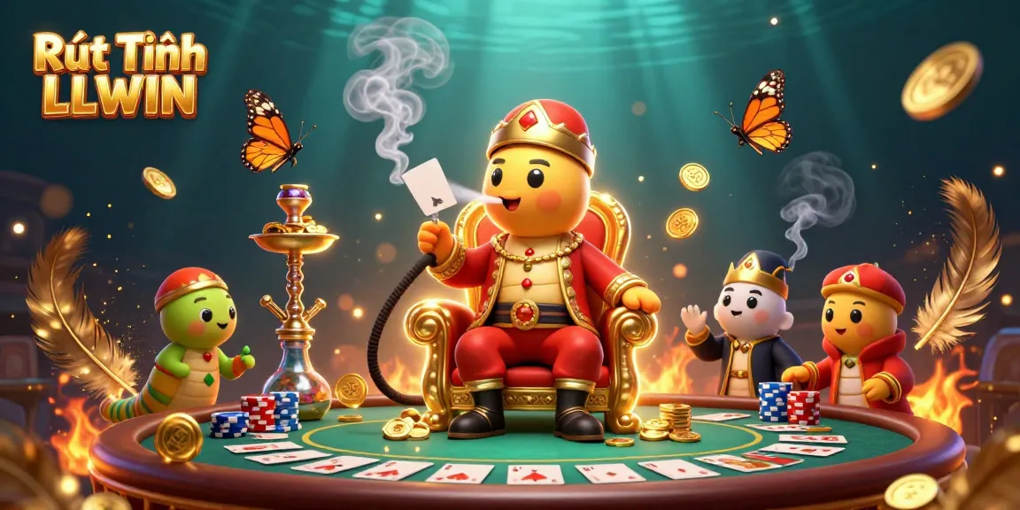 Experience the smooth process of Rút Tiền LLWIN with exciting casino visuals of poker and gold.