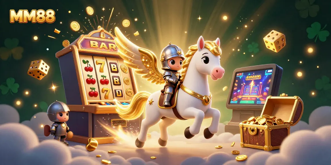 Win big with the MM88 themed slot game explosion, showcasing exciting casino elements and vibrant characters.