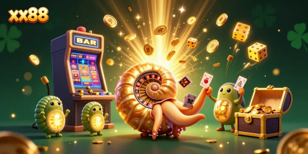 Experience thrilling wins at xx88 with vibrant slot machines and lively casino elements.