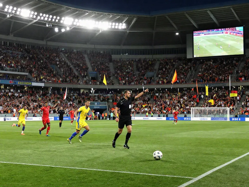 Exciting soccer match at a stadium showcasing the energy of TOP10สนาม fans and players.